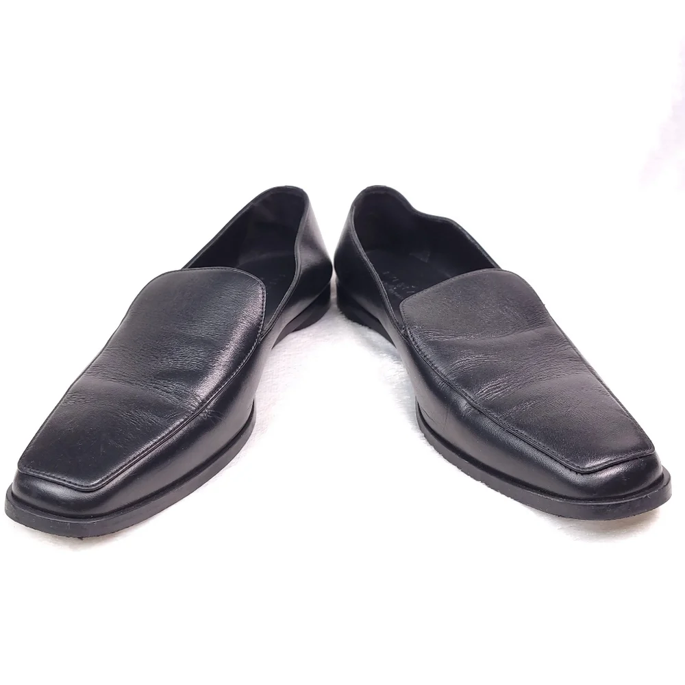 Everlane The 90's Black Leather Square Toe Round Heel Flats Loafers 9